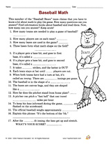 Baseball Math Worksheet