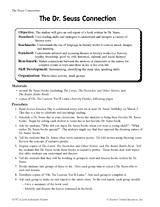 Dr. Seuss Oral Book Report Project