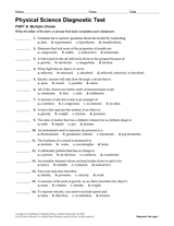 Physical Science Diagnostic Test