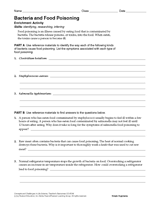 Activity: Bacteria and Food Poisoning